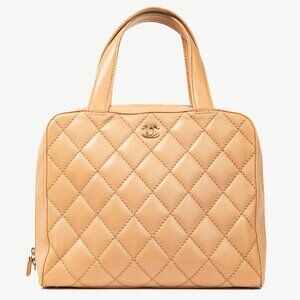 Chanel Wild Stitch Sand CC Quilted Leather Tote
